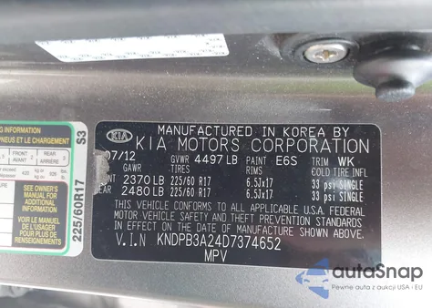 2013 Kia Sportage Lx из США, поврежденный, VIN KNDPB3A24D7374652